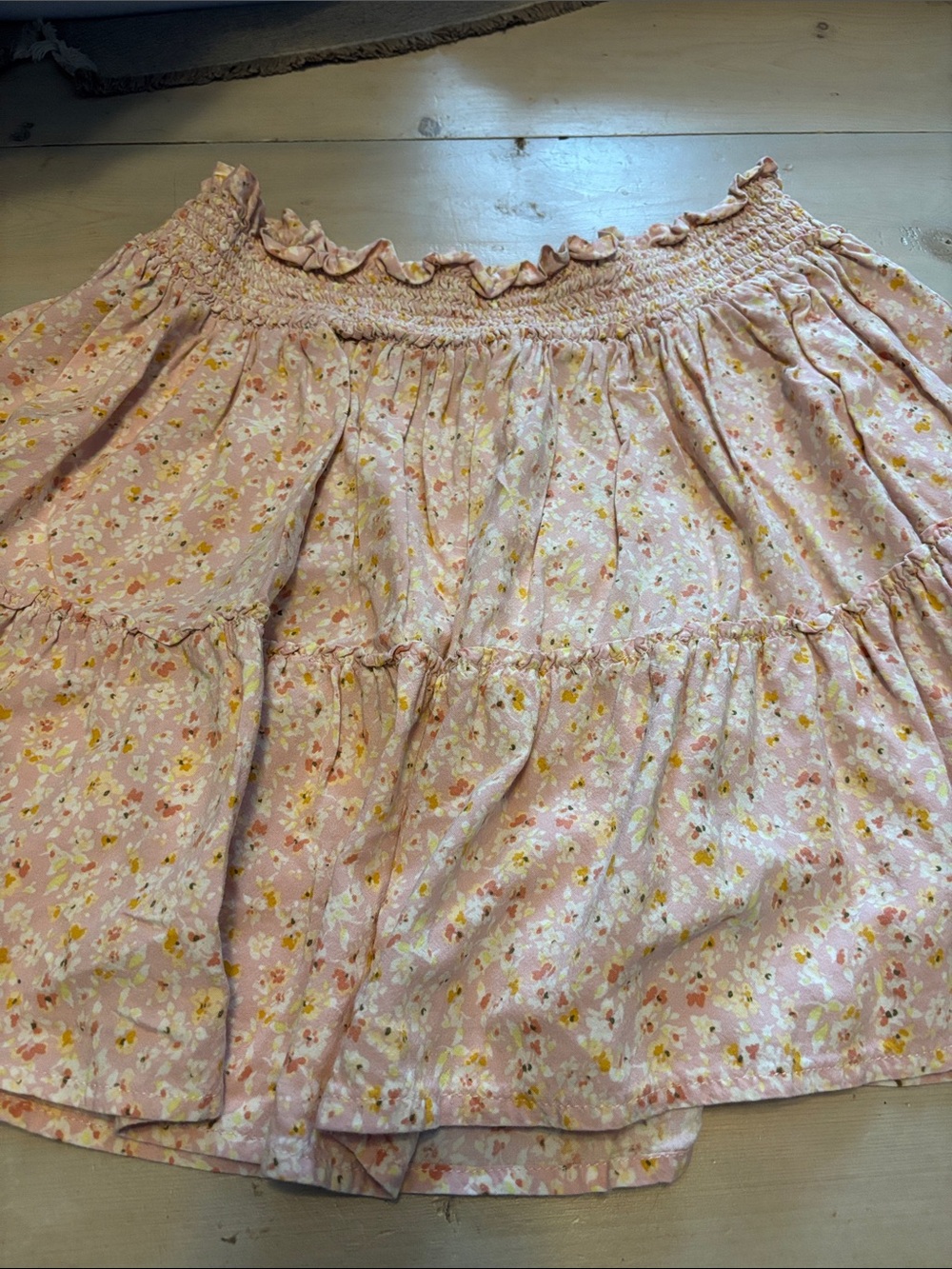 Women's wild fable Pink Floral Tiered Smocked Waist Skater Skirt Size XXL - Picture 2 of 4